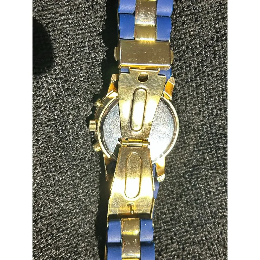 Jessica Carlyle Women’s Watch Model 6882Blue Silicone, Gold Tone, Crystal Bezel